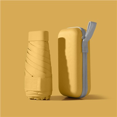 澤宸扁六折卡包傘晴雨兩用折疊傘【扁六折含拉包-熟杏黃-2把】