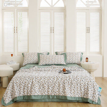 環(huán)孤輕奢簡(jiǎn)約天絲萊賽爾印花小清新夏涼被【150x200cm單夏被-微嬈】