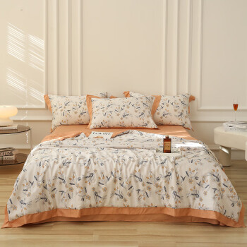 環(huán)孤輕奢簡(jiǎn)約天絲萊賽爾印花小清新夏涼被【150x200cm單夏被-冷秋香】